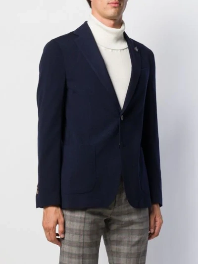 Shop Lardini Jersey Blazer In Blue