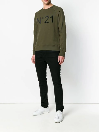 Shop N°21 Contrast Logo Sweatshirt In Green