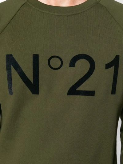 Shop N°21 Contrast Logo Sweatshirt In Green