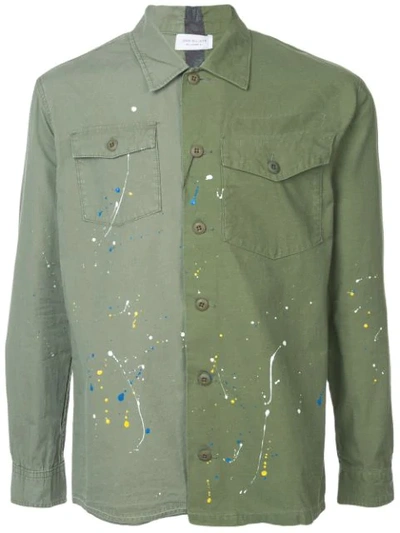 Shop John Elliott Paint Splat Bicolour Shirt Jacket In Green