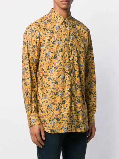 Shop Comme Des Garçons Shirt Floral Print Shirt In Yellow