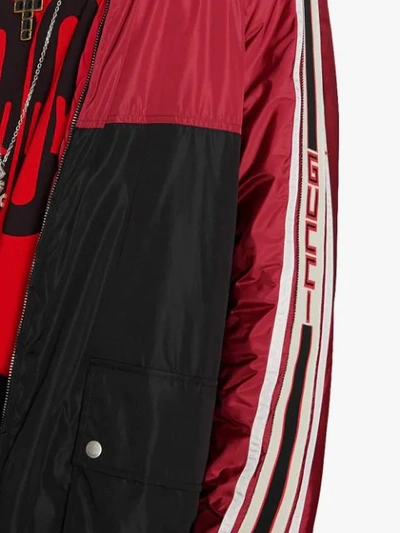 Shop Gucci Nylon Coat With  Stripe In Red