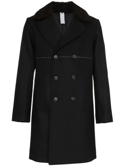 Shop Dashiel Brahmann Double-breasted Mid-length Coat In Black