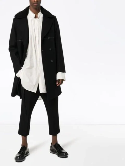 Shop Dashiel Brahmann Double-breasted Mid-length Coat In Black