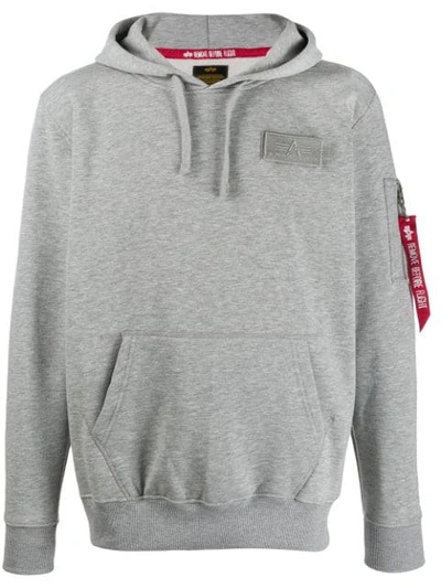 Alpha Industries Hooded Logo Sweatshirt In Grey