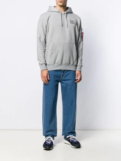 Alpha Industries Hooded Logo Sweatshirt In Grey