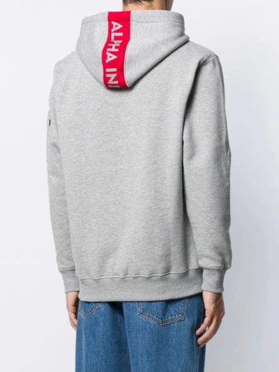 Alpha Industries Hooded Logo Sweatshirt In Grey