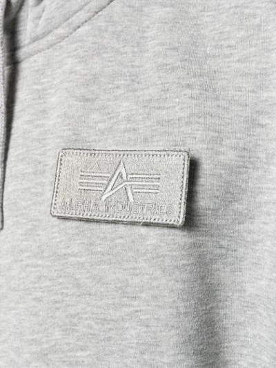 Alpha Industries Hooded Logo Sweatshirt In Grey
