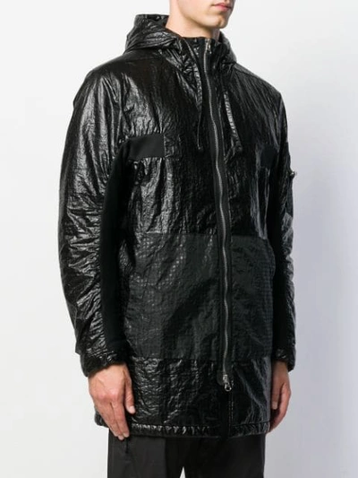 Shop Stone Island Shadow Project Hooded Zipped Coat In Black