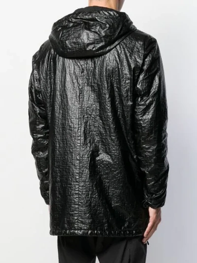 Shop Stone Island Shadow Project Hooded Zipped Coat In Black