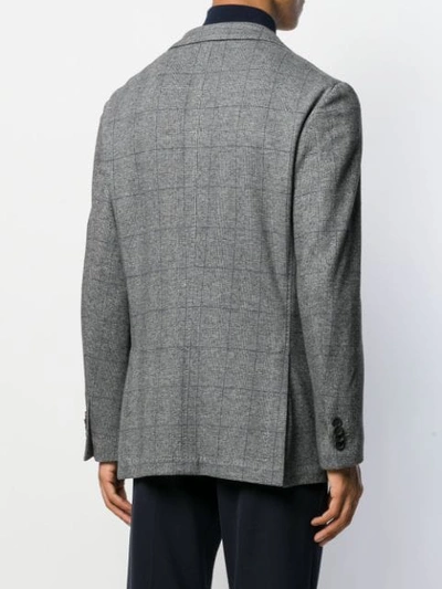 Shop Canali Single-breasted Check Blazer In Grey