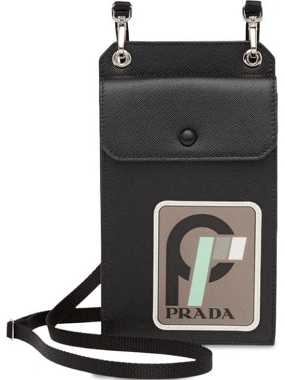 Shop Prada Iphone-hülle Mit Logo In Black