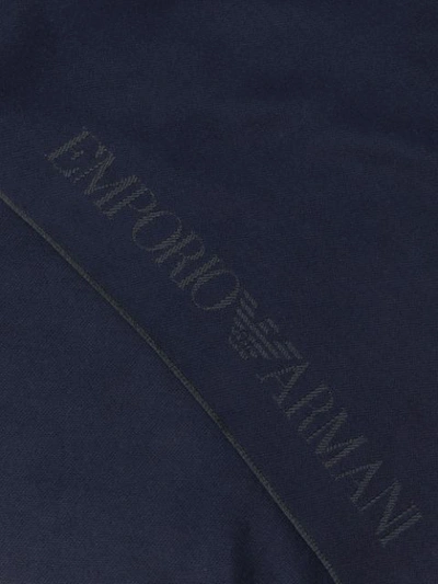 Shop Emporio Armani Logo Intarsia Scarf - Blue