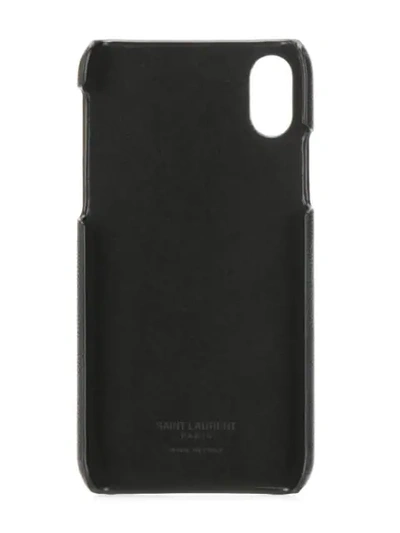 Shop Saint Laurent Logo Pebbled Iphone X Case In Black