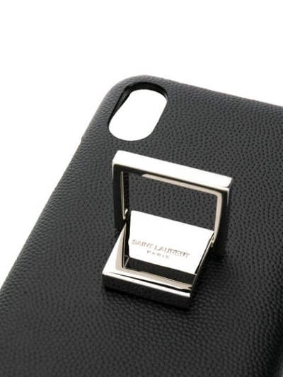 Shop Saint Laurent Logo Pebbled Iphone X Case In Black