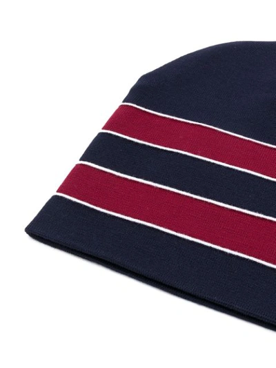 Shop Prada Knit Striped Beanie - Blue