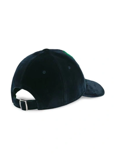 Shop Gucci Blue, Red And Green La Angels Patch Velvet Baseball Cap