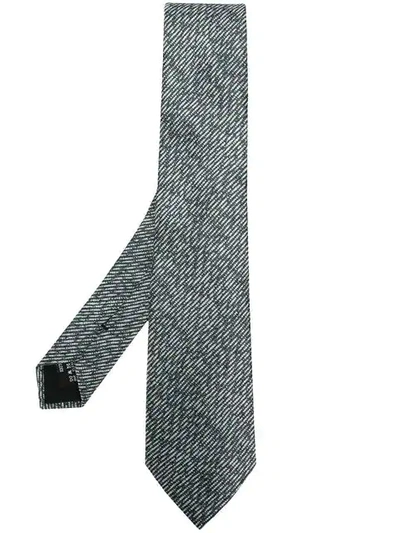 Shop Giorgio Armani Woven Tie In Black