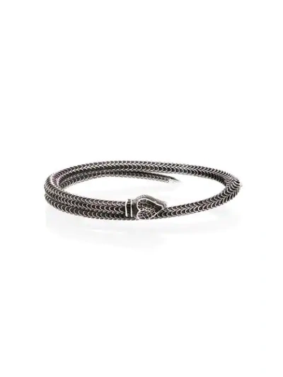 Shop Gucci Metal Snake Bracelet In Silver
