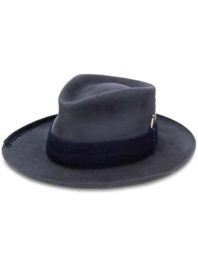 Shop Nick Fouquet Patch Detail Fedora Hat In Blue