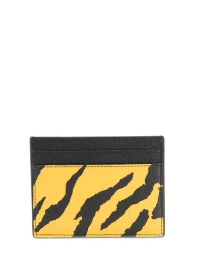 Shop Saint Laurent Zebra Print Card Case In Black