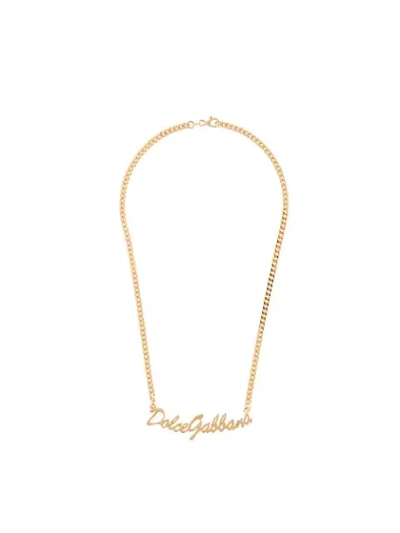 Shop Dolce & Gabbana Logo Plaque Necklace In Gold