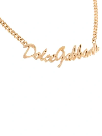 Shop Dolce & Gabbana Logo Plaque Necklace In Gold
