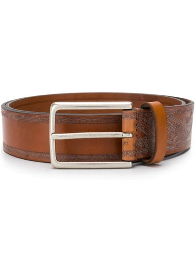 Shop Etro Classic Buckle Belt In Brown