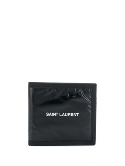 Shop Saint Laurent Nuxx Logo Print Bi-fold Wallet In Black