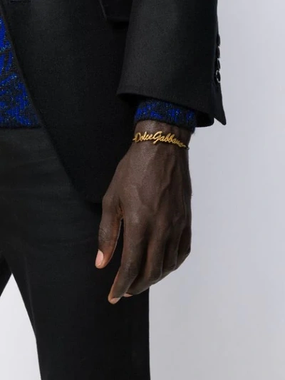 Shop Dolce & Gabbana Logo Plaque Beaded Bracelet In Gold