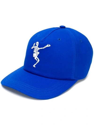 Shop Alexander Mcqueen Dancing Skeleton Cap In Blue