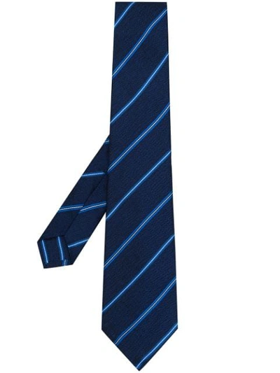 Shop Kiton Striped Tie - Blue