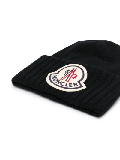 MONCLER LOGO PATCH BEANIE - 黑色