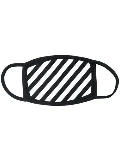 OFF-WHITE STRIPED MASK - 黑色