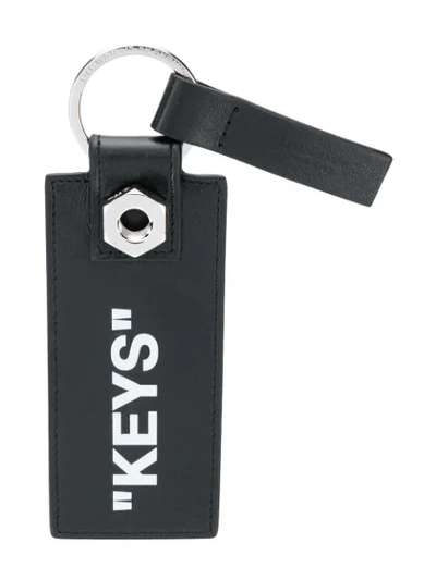 Shop Off-white "keys" Quote Keyring In Black