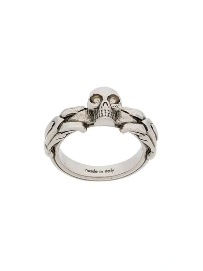 Shop Alexander Mcqueen Skull Embossed Ring In Metallic