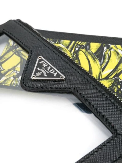 Shop Prada Adjustable Strap Zipped Wallet In F0yvc Black/banana Yellow