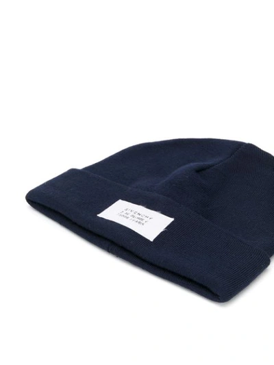 Shop Givenchy Knitted Beanie Hat In Blue