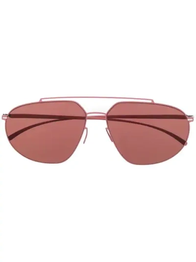 Shop Mykita X Maison Margiela Essential Aviator Sunglasses In 粉色
