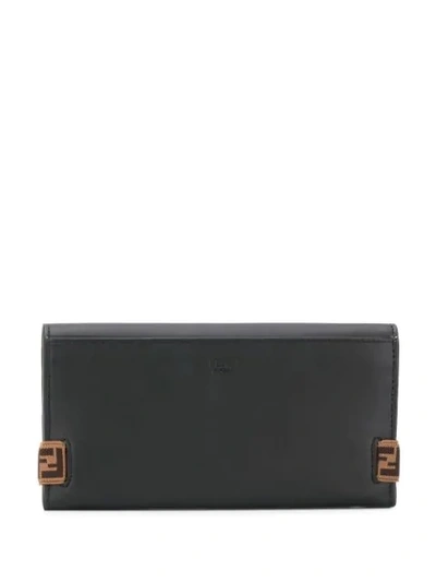 Shop Fendi Ff Motif Strap Wallet In Black