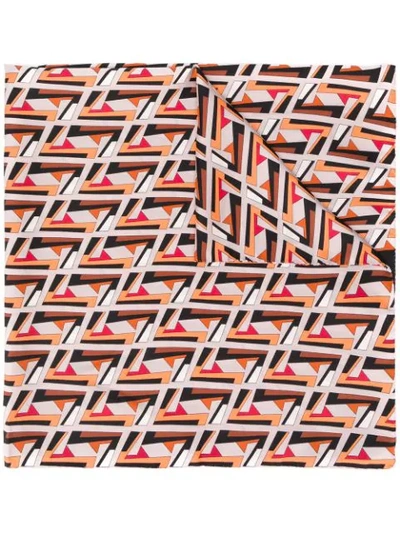 Shop Fendi Geometric Ff Print Scarf In Orange