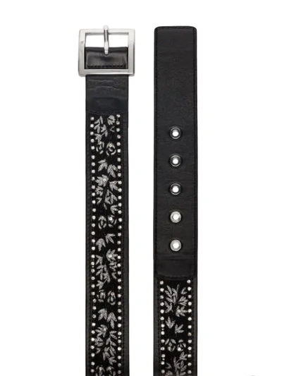 Shop Amiri Black Embellished Leather Belt