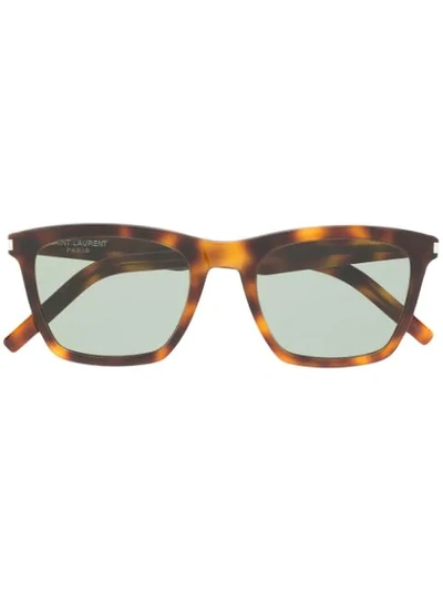 Saint Laurent Tortoiseshell Square Sunglasses In Brown