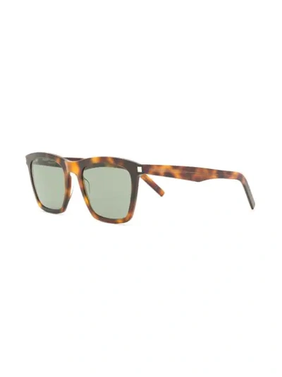 Saint Laurent Tortoiseshell Square Sunglasses In Brown