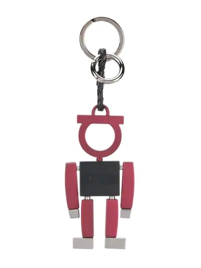 Shop Ferragamo Robot Charm Keyring In Red