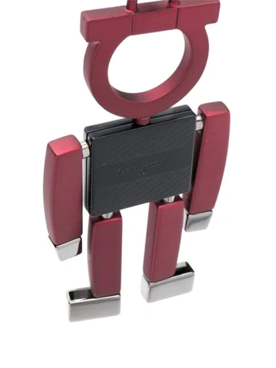 Shop Ferragamo Robot Charm Keyring In Red