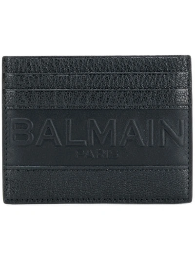 Shop Balmain Embossed Logo Cardholder In Black