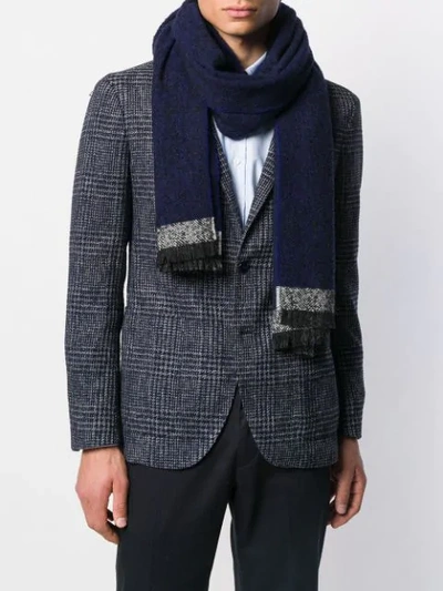 Zanone Herringbone Scarf In Blue