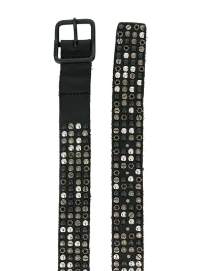 Shop Diesel Leather Belt With Mixed Studs In Black