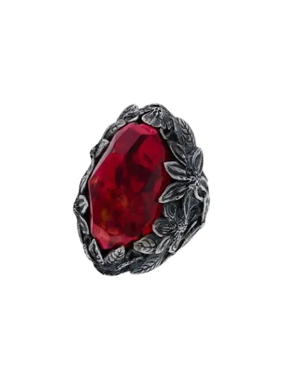 Shop Lyly Erlandsson Red Winter Silver Ring In Metallic